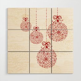 Christmas Baubles Made Of Snowflakes Wood Wall Art