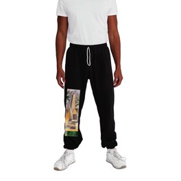 Tropical Oasis, Palms and cityscape landscape painting by Pablo Picasso Sweatpants