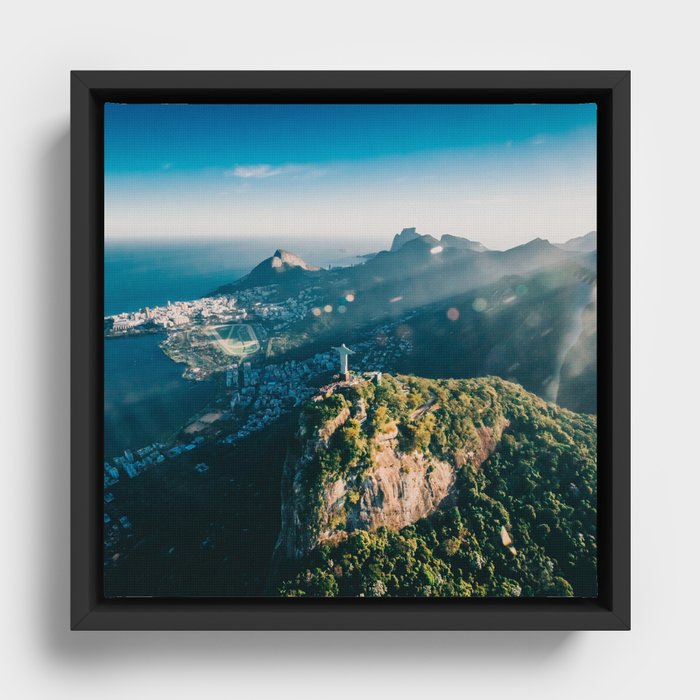 Brazil Photography - Christ The Redeemer Looking Over Rio De Janeiro Framed Canvas