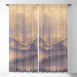 Moody And Dark Landscape In Brown Sheer Curtain