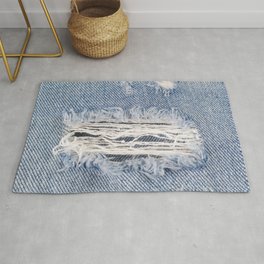 Blue faded ripped jeans, Textures ripped jeans background Rug