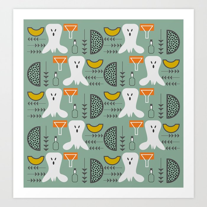 Mid-century spooky pattern Art Print