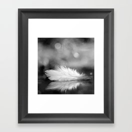 White Feather In Black And White Bokeh Background #decor #society6 #buyart Framed Art Print