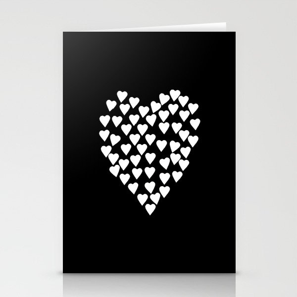 Hearts on Heart White on Black Stationery Cards