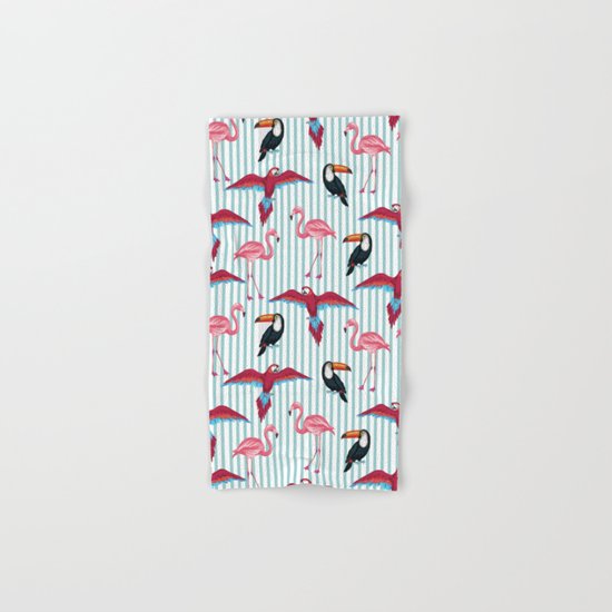 flamingo in tropic mood Hand & Bath Towel