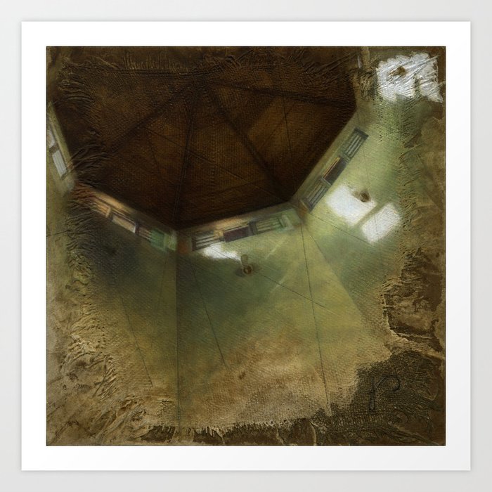 'The Dawning Light' Interior Painting of Octagon Ceiling in the Morning Windows Realism Art Print