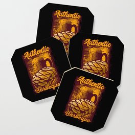 Authentic BBQ Grill Grunge Illustration Coaster