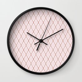 Geometric wavy diamond pattern pink Wall Clock