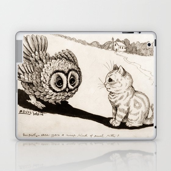 Mr. Owl - Are You a New Kind of Owl, Kitty? by Louis Wain Laptop & iPad Skin