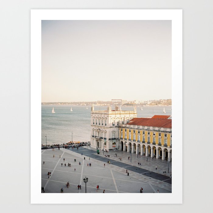 Travel photography “Lisbon Sunset Views” | Modern wall art Portugal Lisbon coast white tones summer Art Print