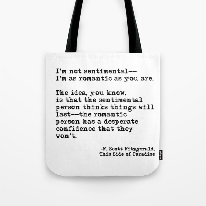 The romantic person - F Scott Fitzgerald Tote Bag