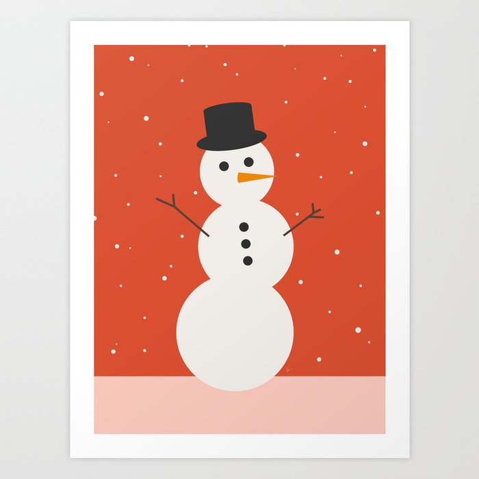 Christmas Snowman Art Print