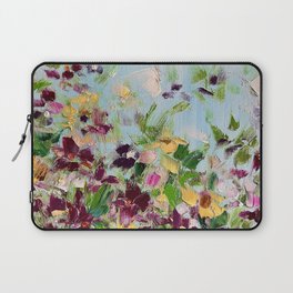Bright flower meadow butterflies. Summer field landscape rich colors. Laptop Sleeve