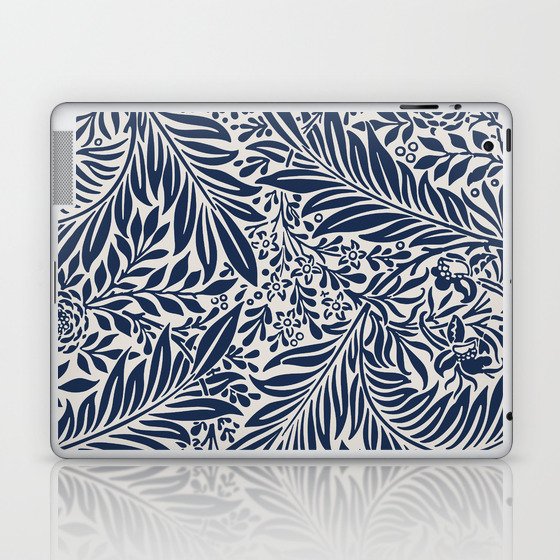 William Morris Vintage Blue Leaves Ornament Pattern Victorian Floral Pattern Laptop & iPad Skin