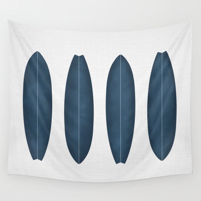 Surfboards in Navy Wall Tapestry