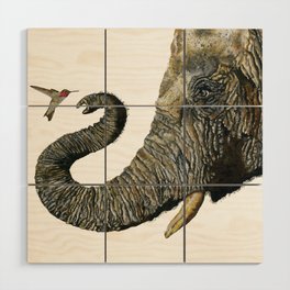 Elephant Cyril And Hummingbird Ayre 2 Wood Wall Art