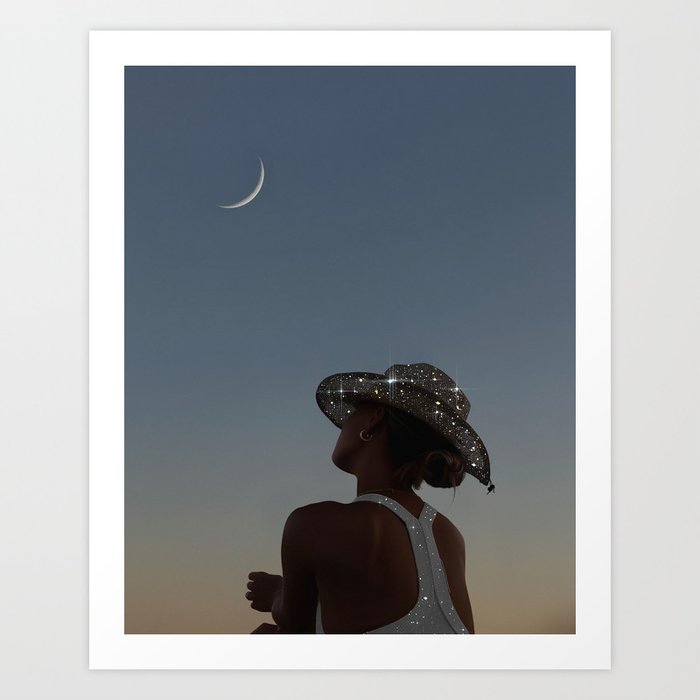 MOON LIGHT | glitter art work by Yana Potter | digital | collage | sparkle and shine | moon light  Art Print