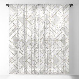 Lennox Vintage Deco - White & Gold Sheer Curtain