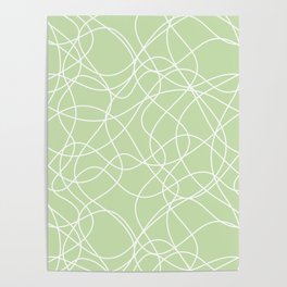 Green and White Scribbled Line Mosaic Pattern Pairs Coloro 2022 Popular Color Aloe Gel 058-83-18 Poster