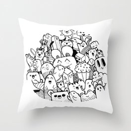 happy circle doodle Throw Pillow