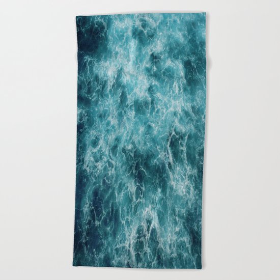 Blue Ocean Waves Beach Towel