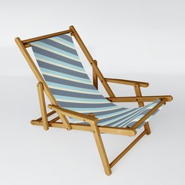 [ Thumbnail: Powder Blue, Beige & Slate Gray Colored Stripes/Lines Pattern Sling Chair ]