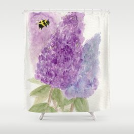 Watercolor Lilacs Spring Garden Flowers Shower Curtain