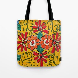 Yellow flower mexican ceramics talavera tile Tote Bag