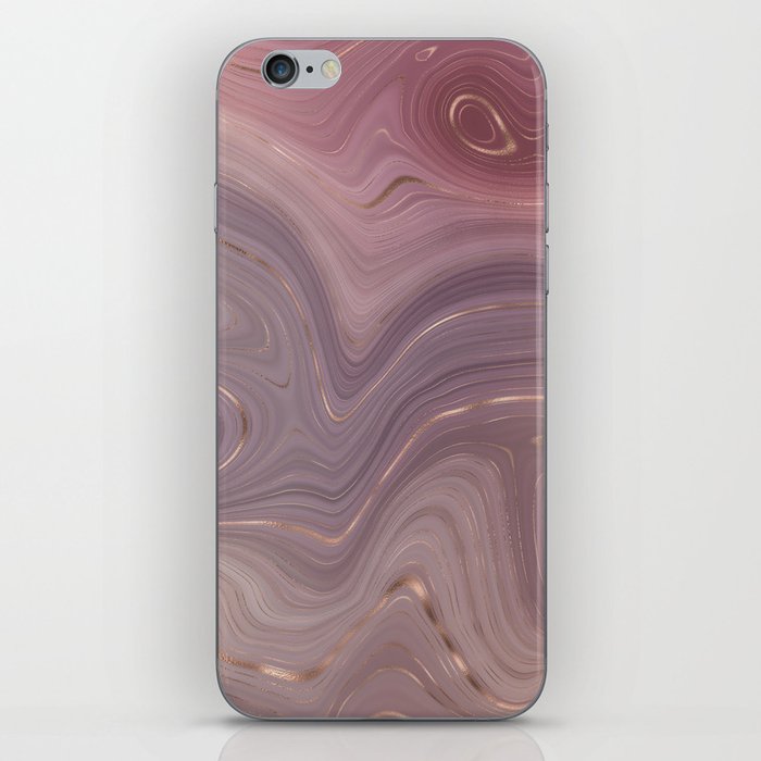 Muted Purple Rose Gold Agate Geode Luxury iPhone Skin