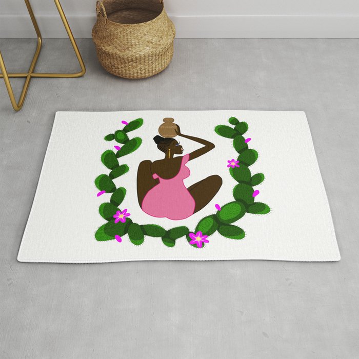 African woman with a vessel Rug