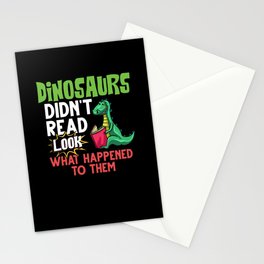 Dinosaur Book Reading Rex Read Funny Reader Stationery Card