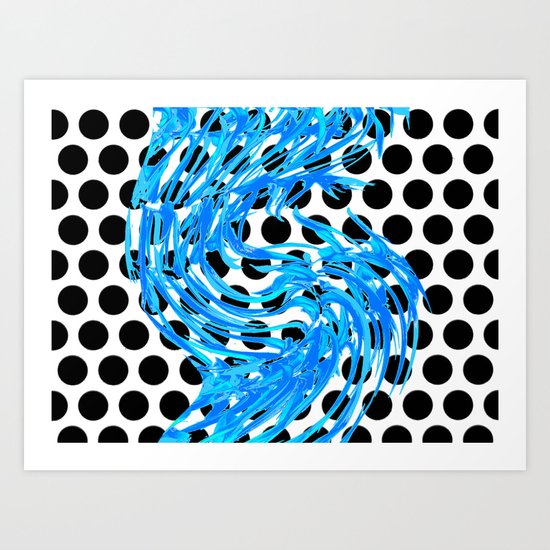 Black White & Blue Art Print