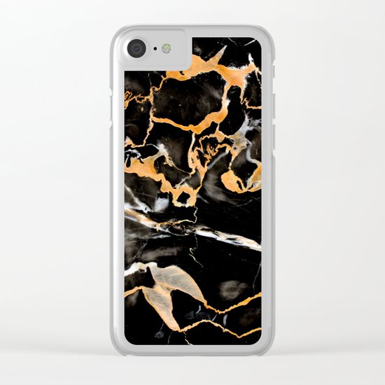 Black & gold marble Clear iPhone Case