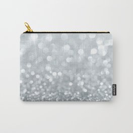 White & Silver Glitter Sparkle Carry-All Pouch