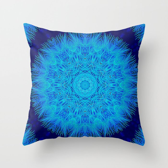 Blue and Teal fluff Throw Pillow by Fuzzy Green Kitten