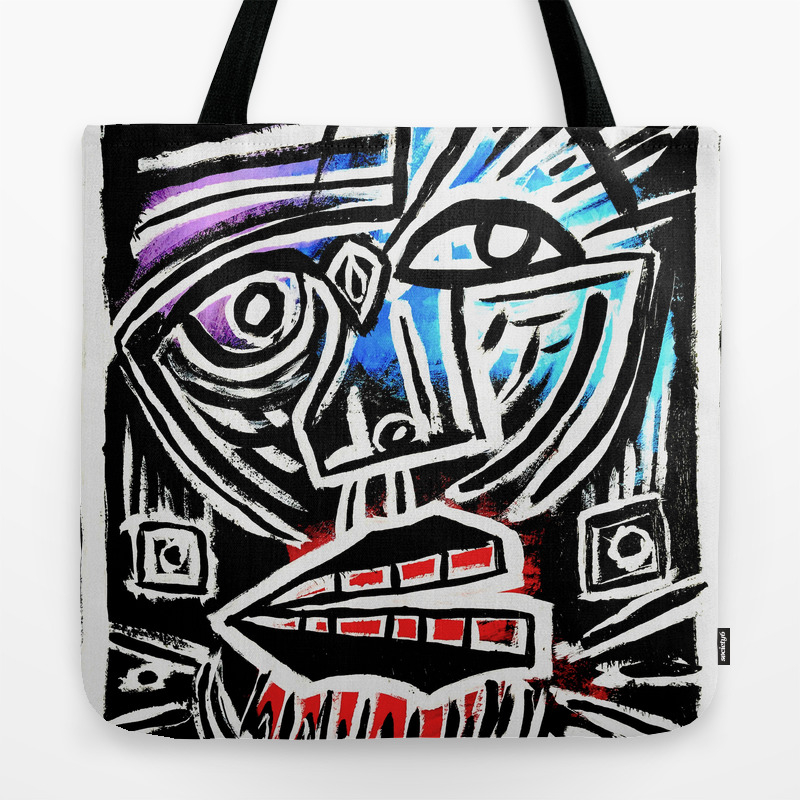 Excuse Me Abstract Face Painting Tote Bag By Raincloudartist