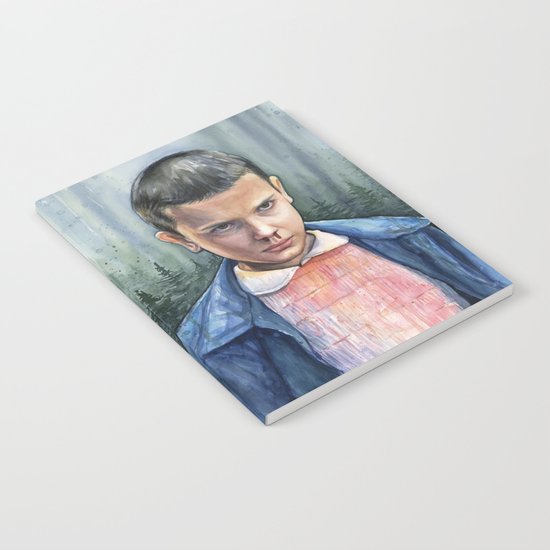 Stranger Things Eleven Watercolor Portrait Art Notebook