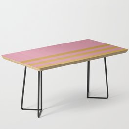 Solid Blush Pink and Gold Stripes Split in Horizontal Halves Coffee Table