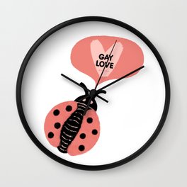 pink "gay love" cutesy vday ladybug  Wall Clock | Cute, Pretty, Vday, Digital, Love, Bi, Nice, Beyou, Heart, Valentines 