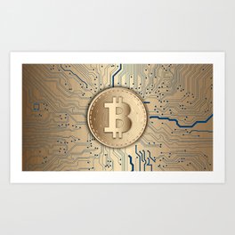 Bitcoin money gold Art Print