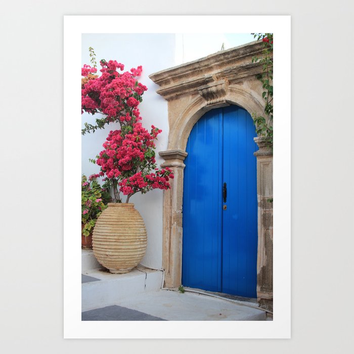 Greek Island Blue Door Art Print