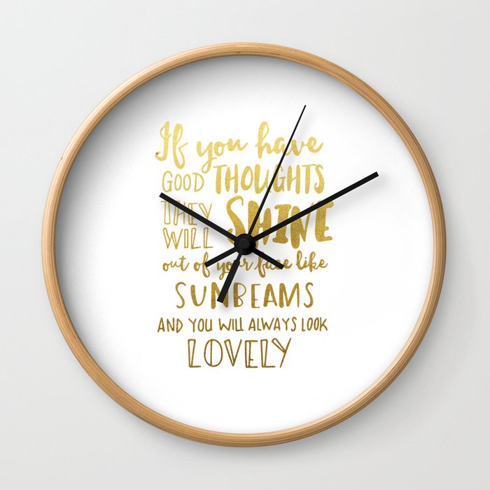Good thoughts - gold lettering Wall Clock