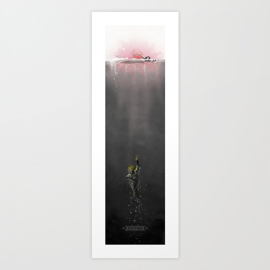 The Creature from Amity Island - B/W/Pink Art Print