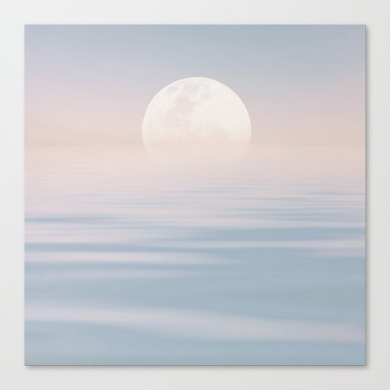 Moon and calm waters Canvas Print