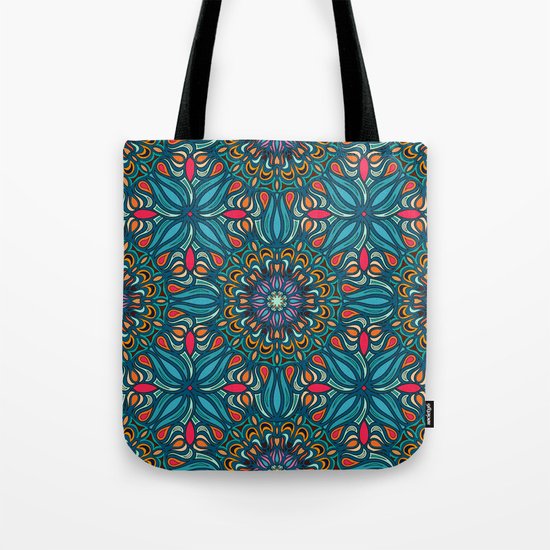 Colorful abstract ethnic floral mandala pattern design Tote Bag