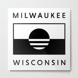 Milwaukee Wisconsin - White - People's Flag of Milwaukee Metal Print | Flag, Pop Art, Pride, Mke, Black and White, Digital, Vector, Political, Milwaukee, Graphicdesign 