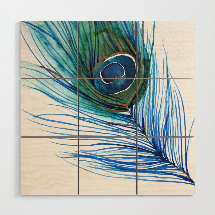 Peacock Feather I Wood Wall Art