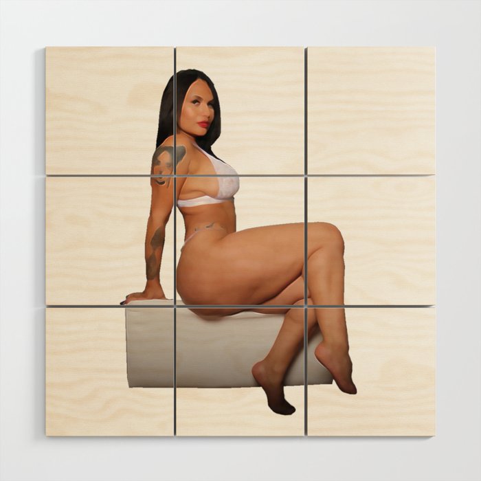 Naked woman, erotica, curvy female body water colour artwork Wood Wall Art