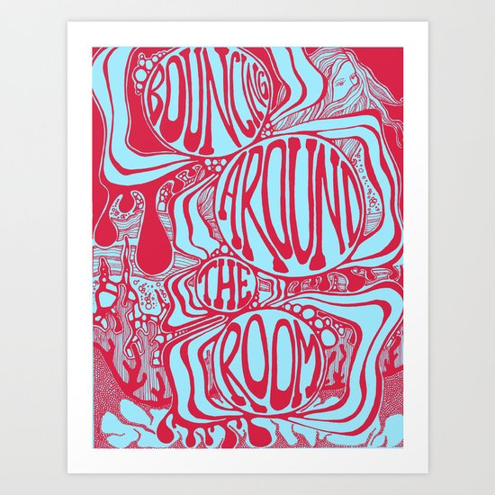 Bouncing Around the Room in Red and Blue Art Print