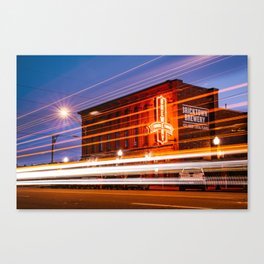 Fort Smith Brewery Cityscape And Light Trails Canvas Print